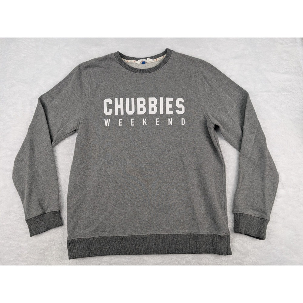 Chubbies‎ Weekend Sweatshirt Size XL Gray Crew Spell Out Pullover *Read